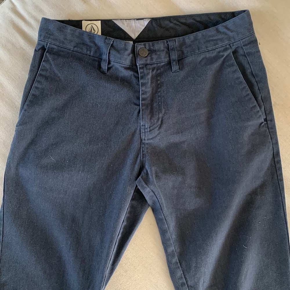 Volcom flat front navy blue chinos